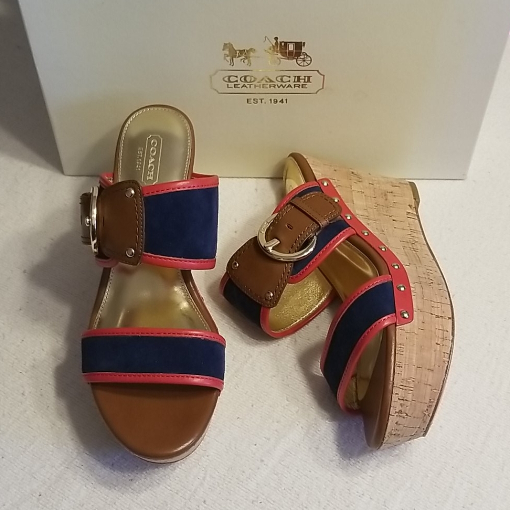 COACH Cortnee Platform Sandals - Navy/Blossom